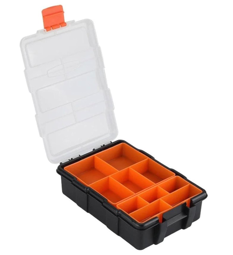 Small Organiser – Mini Modular Storage Box 12-Compartments, Transparent Lid, Stackable PP | Perfect for Electronics, Crafts & Small Parts | UAE Electrician Pocket Organizer 